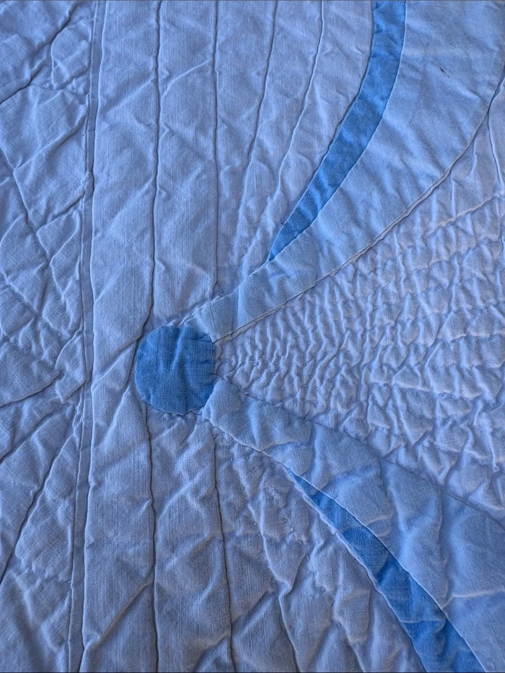 Handmade Floral Quilt Bedspread in Pink, Blue and Green